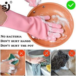 Magic Silicone Rubber Dish Washing Gloves