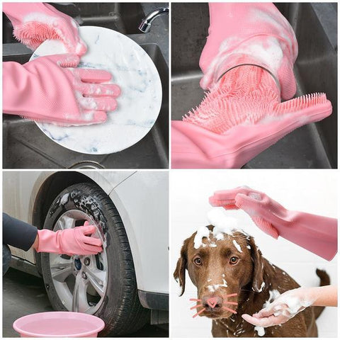 Image of Magic Silicone Rubber Dish Washing Gloves