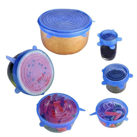 Image of Reusable Food Silicone Stretch 6 Pcs - Home and organisation