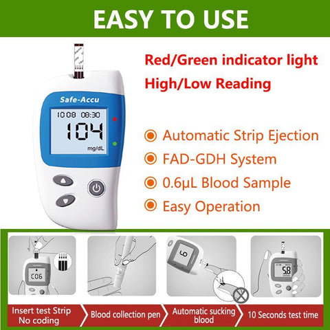 Image of Ben's Blood Glucose Meter with Test 50 Strips and 50 Lancets for Diabetic Medical - Home and organisation