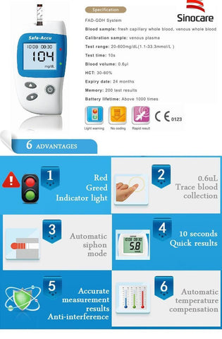 Image of Ben's Blood Glucose Meter with Test 50 Strips and 50 Lancets for Diabetic Medical - Home and organisation